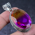 Natural Bi-Color Tourmaline Handmade 925 Sterling Silver Gift Pendant 2.09 a5t64