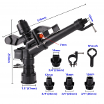 L&ouml;&ouml;kvihmut 1,5-tollise sisekeermega 360&deg; reguleeritava pika pihustuskaugusega kastmisp&uuml;stol p&otilde;llumaa muru kastmisotsik must
