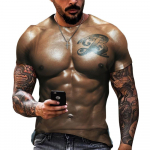 Muscle Body 3D Prindiga T-s&auml;rk Meeste Suvine T-s&auml;rk Riietus Mood T&auml;nava T-s&auml;rgid Naljakad lihamustriga l&uuml;hikeste varrukatega trendikad topid L