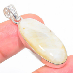 Natural Rainbow Moonstone Gemstone 925 Sterling Silver Pendant 1.77 z2w20