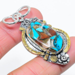 Natural Two Tone- Spiny Oyster Gemstone 925 Sterling Silver Pendant 2.21 b4v61