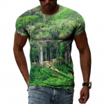 Suvemood Creative Image Meeste T-s&auml;rgi prindiga isikup&auml;rastatud Jungle Adventure Made In China Crewneck l&uuml;hikeste varrukatega top XS