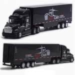 1/48 valusulamist veoauto esimudel, m&auml;nguasjakonteineriga veoauto, kerge tagasit&otilde;mbega, tehniline transpordis&otilde;iduk, laste kogutav m&auml;nguasi 1/48-Size:34.5*7.5*5cm must