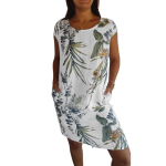 Naiste suures suuruses puuvillased linased kleidid Lilletr&uuml;kiga Vintage l&uuml;hikeste varrukatega suvine minikleit XL