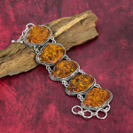 Balti Merevaik 925 Prooviga Tahke Sterling H&otilde;bedast Ehted, K&auml;sit&ouml;&ouml;na Valmistatud Imeline K&auml;ev&otilde;ru Talle, Looduslik Reguleeritav Kivist K&auml;ev&otilde;ru Talle 8 Inches With Adjustable kollane