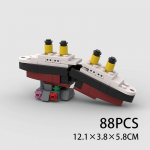 Mini Titanic uppunud laevamudeli purunemine pooleks ehitusklotsid, klotsid, paadikomplektid, ehituskomplektid, kingitused t&auml;iskasvanud lastele