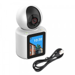 1080P juhtmevaba turvakaamera WiFi-kaamera P&ouml;&ouml;ra/Kalluta kaamera 2,8-tollise IPS-ekraaniga 360 kraadi liikumist US Plug valge