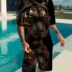 Suvevalmis tiigrimustriga meeste komplekt: Mugav T-s&auml;rk ja n&ouml;&ouml;riga l&uuml;hikesed p&uuml;ksid &ndash; vastupidavad, stiilsed ja mitmek&uuml;lgsed igaks juhuks S