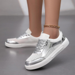 Suvised naiste tossud vabaaja kooli&otilde;pilaste jalatsid kerged t&uuml;drukutele Silver Gold Plus Size EU: 36 kuld