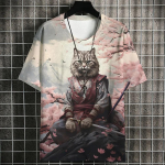 Cartoon Cat meeste T-s&auml;rk Jaapani stiilis Ukiyo-e kassi tr&uuml;kkimisega T-s&auml;rgid vabaaja avarate l&uuml;hikeste varrukatega s&auml;rgid, meeste riidetopsid S