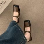 Naiste Mary Jane Flats Balleti lamedad kingad, ruudukujulised varbad, mugavad pahkluu rihmaga riietatud kingad naistele madala kontsaga kingad Mary Jane'i kingad 35 aprikoosi