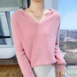 Naiste ka&scaron;miirist sviiter Qinghe ka&scaron;miir 30% ka&scaron;miir 70% vill s&uuml;gis-talvine ka&scaron;miir pullover pehme ja soe XL roosa