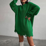 S&uuml;gistalvine vintage avara pikkade varrukatega &uuml;laosa &uuml;hev&auml;rviline pullover trikotaaž O-kaelusega kampsun S roheline
