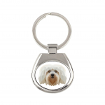 Havanese, Havanese Cuban Bichon, Bich&oacute;n Havan&eacute;s - geometric keychain with a photo and the inscription Art-Dog