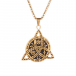 Joker uus roostevabast terasest keldi retro viikingi kolmnurgaga meeste titaanist ripats t&auml;he-kuu lehvikuga kaelakee