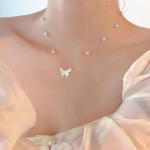 Invisible Line Butterfly Pearl Choker kaelakee naistele pruudi pulmapeo ehted kaelarihmad