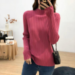 Turtleneck Pullovers Basic Kampsunid Naiste S&uuml;gistalve Primer S&auml;rk Pika varrukaga L&uuml;hike Lihtne liibuv džemper Tops Solid S 40-45 kg
