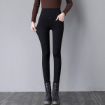 K&otilde;rge v&ouml;&ouml;kohaga kitsas pliiats Teksad Mom S&uuml;gis Talv Paks Soe Denim P&uuml;ksid Vabaaja sametvoodriga Vaqueros Suure suurusega Stretch p&uuml;ksid 34