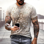 Viking Tattoo 3D-printimine T-s&auml;rk Meeste Mood T&auml;nava l&uuml;hikeste varrukatega topid Naiste Suvine Pullover Suured T-s&auml;rgid Mitu v&otilde;imalust XXL