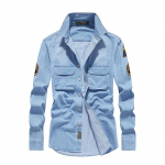 Kevadine ja s&uuml;gisene meeste kauboi t&ouml;&ouml;riiete pikkade varrukatega s&auml;rk, vabaaja s&auml;rk, jakk M helesinine v&auml;rv