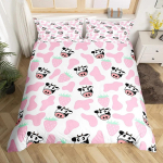 Lehmamustriga tekikotikomplekt Loom Lehma Kritseldus Koomiksijoonis P&otilde;llumajandus Loomakasvatus Pol&uuml;ester Tekikotikomplekt Topelt Suurus Queen Suurus King Suurus 210x210cm 3pcs