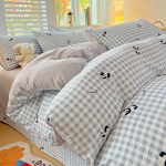 Neljaosaline komplekt, pestud puuvillane voodilina, tekikott, &uuml;hiselamu kolmeosaline komplekt 1.8m bed