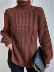 Naiste talvekaelusega avar sviiter Elegantne, varrukatega pool jaotatud pullover Vintage Harajuku &scaron;ikk džemprid Suured kootud topid S helesinine v&auml;rv