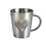 Kohvitass S&uuml;damekujuliste Rhinestone'idega Veetass Roostevaba Terasest Faux Kristallist Kruusid Kuumade Jookide jaoks A