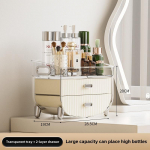 L&auml;bipaistev akr&uuml;&uuml;l lauv&auml;rvi ja meigi hoiustussahtel Transparent tray + 2 drawers valge/kreemikas