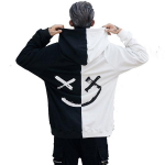 Meeste teismeliste naeratava n&auml;o printiga kapuuts, suur kapuutsiga kampsun, pullover, mantel S