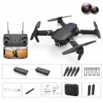 E88 RC droon Wifi kahe kaameraga nutikas FPV Quadcopter lainurkselfie kaamera kokkupandav laste kingitus dual camera 2 battery must