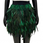 Festival Faux Feather Seelik Punk Gooti stiilis K&auml;sitsi &otilde;mmeldud disain Lavaetendus Punk Gooti v&auml;ike l&uuml;hike seelik M pruun