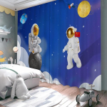 Uus Pimendav Kardin Multikas Maa Planeet Kosmos Astronaut Rakett Tr&uuml;kiga K&otilde;rge Varjutusega Kardin Laste Toa Elutoa Kardinad W70 X H215cm X 2&HOOK