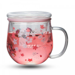 300 ml Sakura Kruus Klaaskruus L&auml;bipaistvad kuumakindlad klaasid teekasutusfiltri kaanega Cherry Cupi lilleline teetass koju 300ml