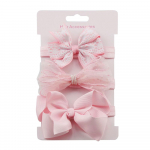 3Pcs Kids Elastic Floral Headband Hair Girls baby Bowknot Hairband Set sinine