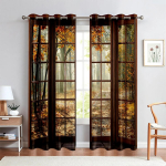 3D-tr&uuml;kk Realistlik efekt Metsa mere maastik Aknakardinad Magamistuba elutuba K&ouml;&ouml;gikardinad Dekoratsioon 2 tk Cortinas 100W130H(CM)&Grommet Top