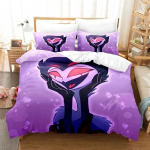 Anime Stolas Helluva Hazbin Hotellid Boss voodipesukomplekt poisid t&uuml;drukud, kaks &uuml;heinimesevoodit, kuninganna tekikott Padjap&uuml;&uuml;r, voodi, lapsed, t&auml;iskasvanud 140x200cm 2pcs