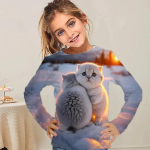 Kawail T&uuml;drukute Riided Loomad Kassid 3D Prinditud Pikad Ts&auml;rgid Lapsed Suvine Mood Vabaaja Ts&auml;rk poisid T&uuml;drukud Armsad &Uuml;markaelusega T-s&auml;rgid Topid 170