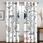3D-lastepoisi multifilm Astronaut Space Planet 2 tk Varjutav aknakardin elutoa jaoks magamistoa sisekujundus konks Tasuta kohaletoimetamine 100W130H(CM)40x51in&Hook