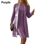 Naiste elegantne pikkade varrukatega kleit-&uuml;likond, uus mood Pruudiema kleidid Naiste p&otilde;lvedeni pidulikud pidulikud &otilde;htukleidid suures suuruses XL lilla