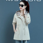 Naiste jope kraavikindel mantel korea kevad s&uuml;gis vabaaja pikkade varrukatega l&uuml;hikesed mantlid naiste tuulejope kapuutsiga pealisr&otilde;ivad topid M valge