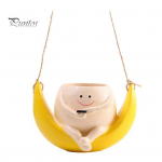 Moon Swing Planter Vaigu rippuv peaga lillepott Kollane kuu lillepott drenaažiavaga mahlakate toataimede jaoks