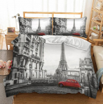 Uudne kingitus Pariisi torn Punane auto tr&uuml;kk Pol&uuml;ester voodipesu komplekt Romantiline Londoni linn Tekikott+Padjap&uuml;&uuml;r 2/3 tk EU single(135x200cm)