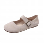 Naise vabaaja &uuml;mara ninaga madala pehme tallaga kaunid lameda kontsaga kingad, baleriinid, naissoost elegantsed prantsuse retro libisevad Mary Jane kingad 35 vaarika