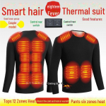 Nutikas elektriliselt soojendatav talve&uuml;likond: Sisaldab soojendava puuvillase voodriga riideid ja k&uuml;lmakindlaid temperatuurikontrolliga alusp&uuml;kse ja p&uuml;kse top, M must