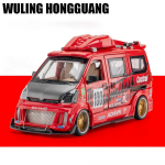1/24 sulamist automudeli m&auml;nguasi Wuling Hongguang modifitseeritud kaubiku simulatsiooniga metallist survevalu heli ja kerge auto mudel poiste m&auml;nguasja kingituste kollektsiooni kaunistused punane