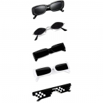 Sheomy Unisex Combo pakkumine 5 tooni prillidega Black Candy MC stan Rectangle Retro Vintage kitsad p&auml;ikeseprillid naistele::Mehed