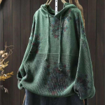 Johnature Naiste Vintage kapuutsiga silmkoelised kampsunid Prindiga lillelised lapid Kevadised pikkade varrukatega lahtised pehmed kampsunid One Size