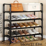Ruumi kokkuhoidev mitmekihiline metallist kingariiul - Must, Suure mahutavusega saapadele ja kingadele, Ideaalne esikusse, magamistuppa, garderoobi, elutuppa 4 Layers must