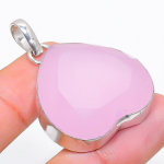 Pink Chalcedony Handmade 925 Sterling Silver Jewelry Pendant 1.85 v6i61